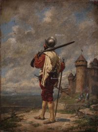 埃米尔·霍贝拉兹 坚固的城堡前守卫的步兵