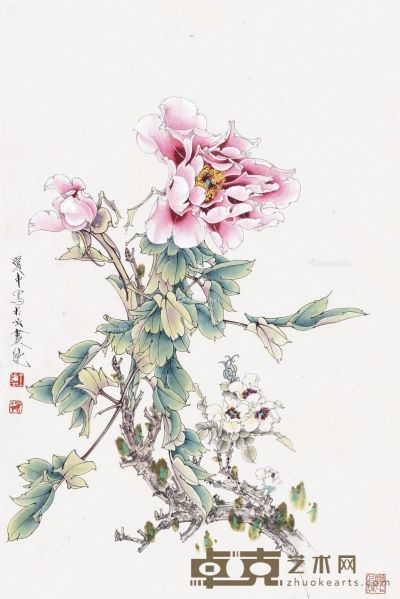 王道中 工笔月季 67×45cm