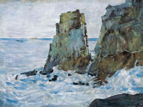 冯法祀 1980年作 海边风景 布面油画