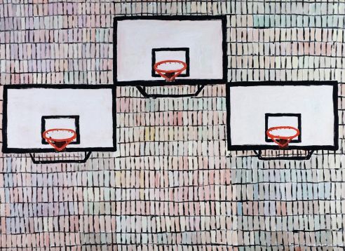 秦琦 2009年作 三个篮板 布面油画