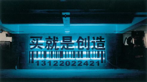 吴山专 2005-2006年作 买就是创造 尼龙管、箱子、树脂玻璃
