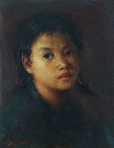 余本 1950年作 女孩 布面 油画裱于木板