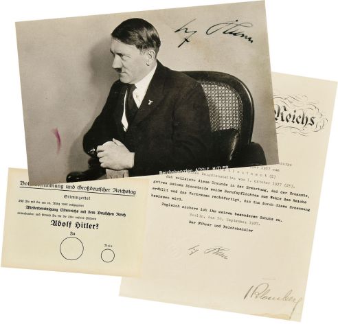 希特勒  签名照片、委任状及选票