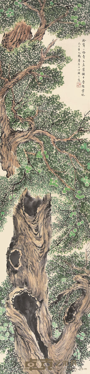 丁辅之 柏树 130×32cm 约3.7平尺