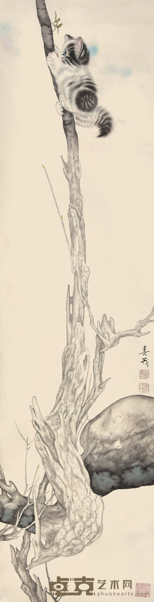 米春茂 猫趣图 123×30cm 约3.3平尺