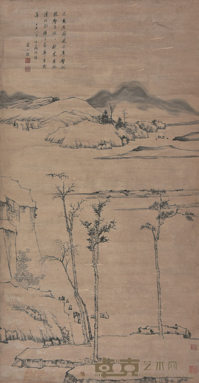 查士标 寒山图 135×69cm 约8.4平尺