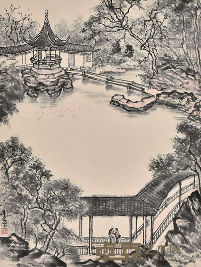 吴休 公园一景 46×34cm 约1.4平尺