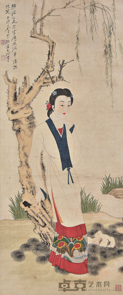 张大千 仕女 122×52cm 约5.7平尺