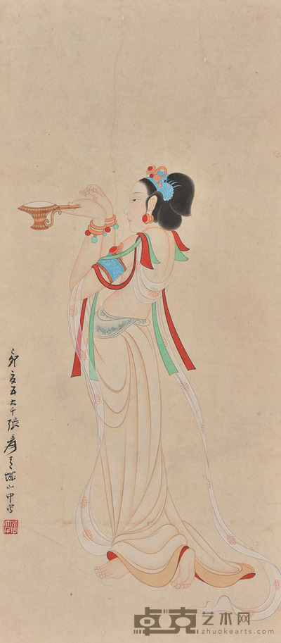 张大千 仕女 69×30cm 约1.9平尺