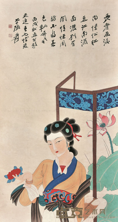 张大千 仕女 122×65cm 约7.1平尺