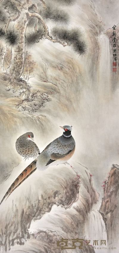 溥佐 松雉图 133×62cm 约7.4平尺