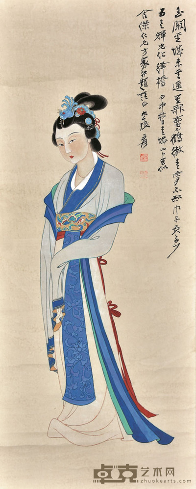 张大千 仕女 86×36cm 约2.8平尺