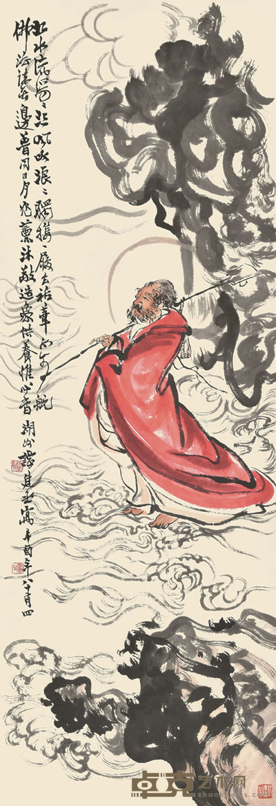谭建丞 达摩渡江 102×35cm 约3.2平尺