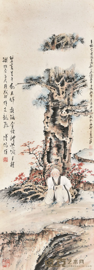 张大千 人物 103×36cm 约3.3平尺
