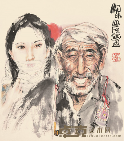 梁岩 人物 54×44cm 约2.1平尺