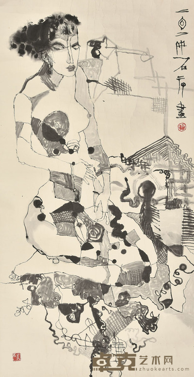 石虎 人物 133×68cm 约8.1平尺