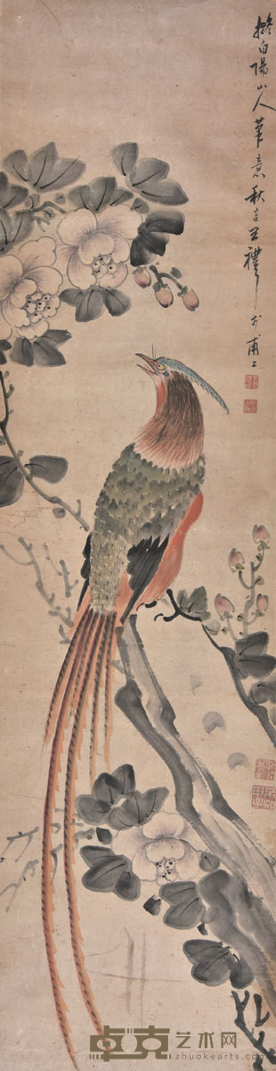 王礼 花鸟 117×31cm 约3.3平尺
