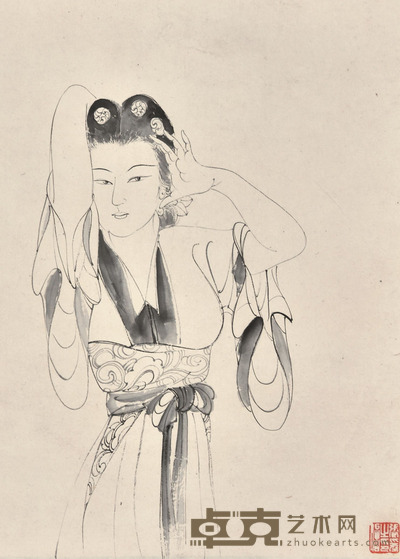 张大千 人物 38×32cm 约1.1平尺