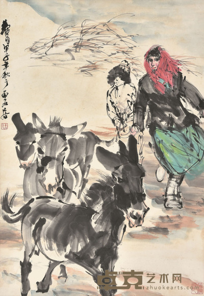 黄胄 赶驴图 97×67cm 约5.8平尺