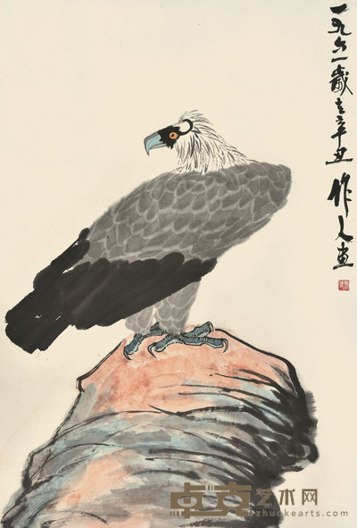 吴作人 鹰石图 96×67cm 约5.8平尺