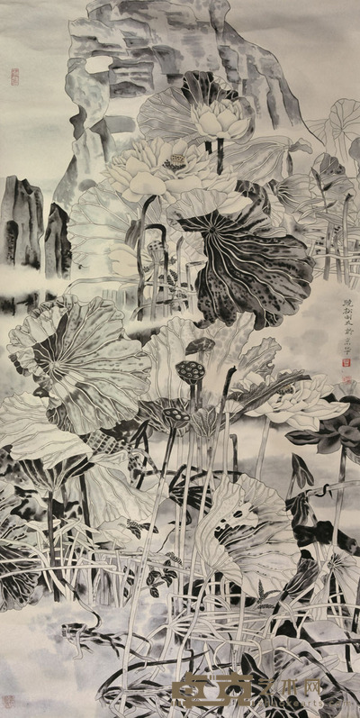 莫晓松 荷花 135×67cm 约8.1平尺