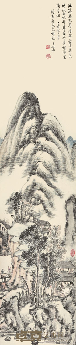 启功 携琴访友 134×29cm 约3.5平尺