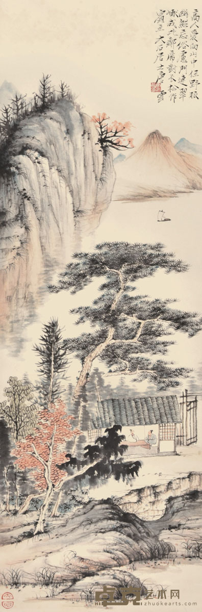 唐雲 深山幽居 85×27cm 约2.1平尺