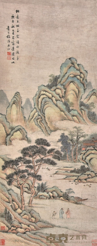 梅清 青绿山水 100×39cm 约3.5平尺