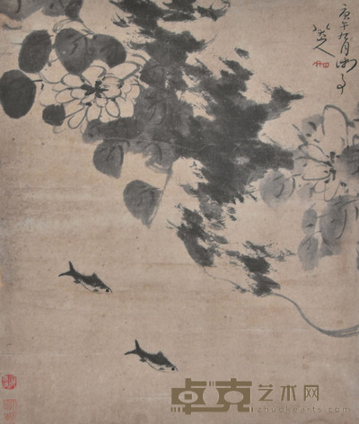 八大山人 双鱼图 43×36cm 约1.4平尺