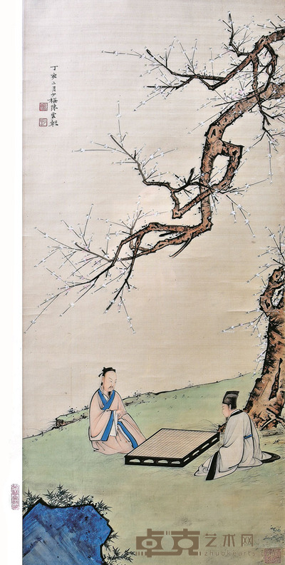 陈少梅 高士对弈图 74×33cm 约2.2平尺