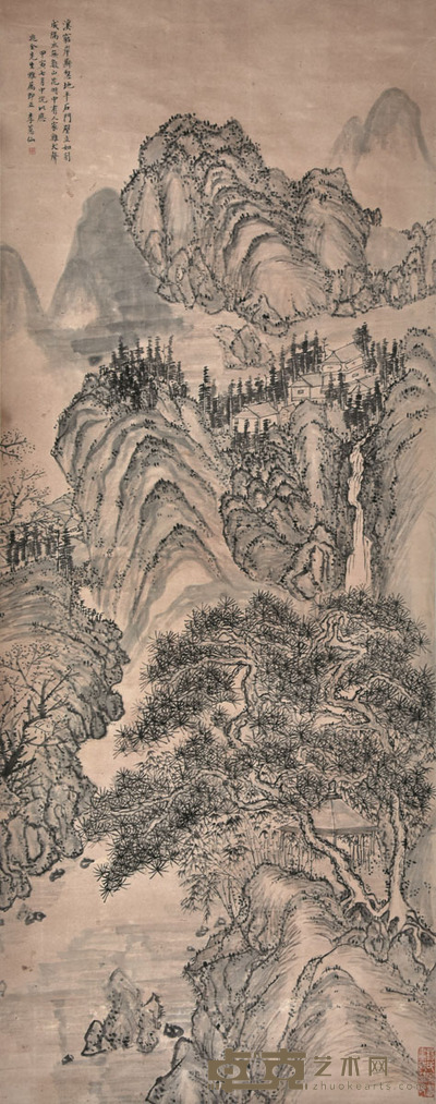 李蕙仙 深山人家 134×53cm 约6.4平尺
