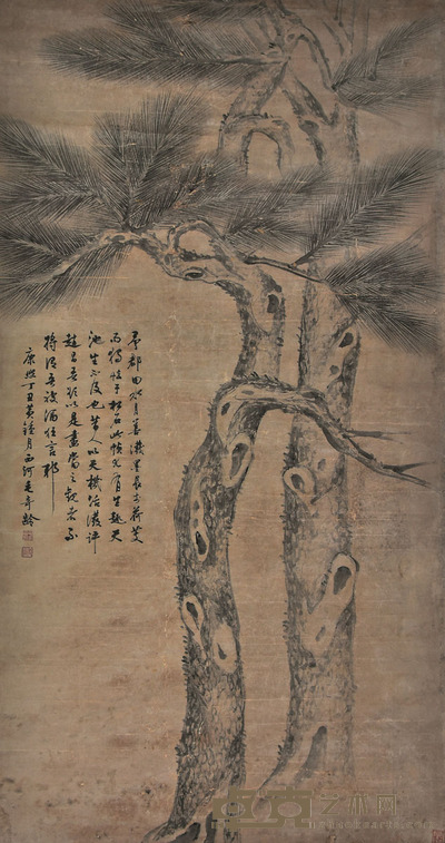 毛奇龄 松柏图 172×91cm 约14.1平尺