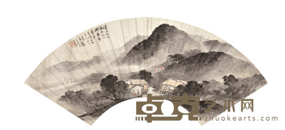 吴石仙 溪山过雨图 16×50cm 约0.7平尺
