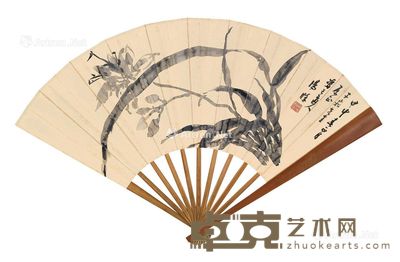 汤涤 书画合璧扇 19×53cm
