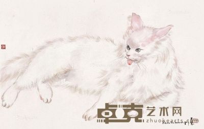 方君璧 白猫 30.6×45.2cm