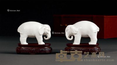 明末清初 德化窑白瓷瑞象 （一对） 宽11.4×高8cm×2