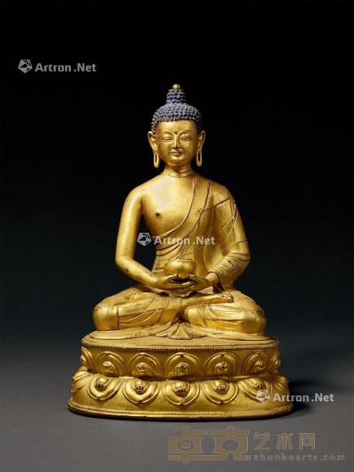 明中期（15-16世纪） 铜鎏金阿弥陀佛 高28.6cm