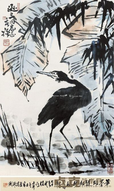 李苦禅 蕉竹孤鹭图 83×54cm