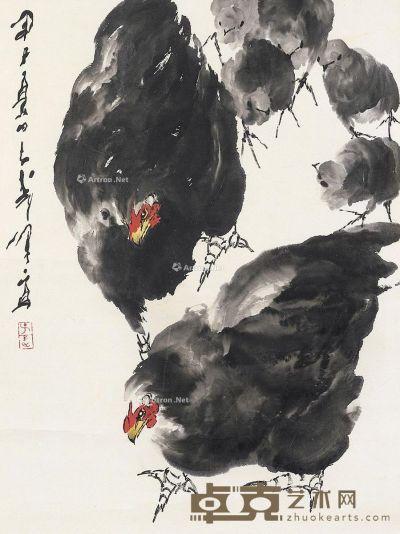 王子武 教子 69×51cm