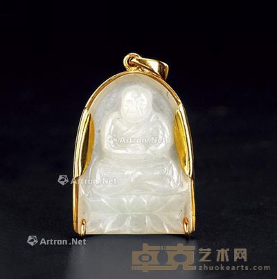 清 金镶白玉佛像坠 高2.8cm;宽2.1cm;厚0.7cm