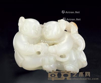 清 白玉双童 长5cm;高3.6cm;厚2.2cm