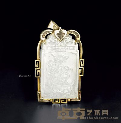 清 白玉一路连科加官进爵牌 长5.4cm;宽3.5cm;厚0.7cm