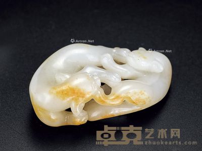 清 白玉洒金皮双欢 长6.3cm;宽3.7cm;厚2.3cm