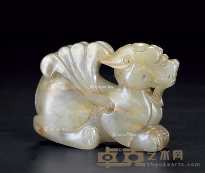明 青白玉辟邪 长6.4cm;高4.8cm;厚1.9cm