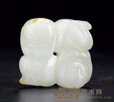 明 白玉四喜童子 长3.8cm;宽3.6cm;厚1.4cm
