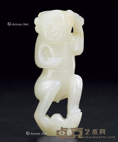 清 白玉招财童子 高6.3cm;宽2.4cm;厚1.7cm