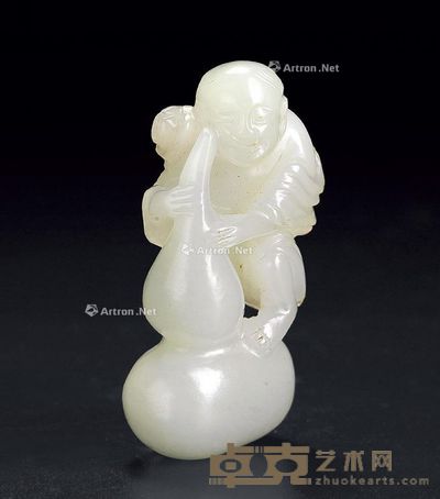 清 白玉刘海戏金蟾 高5.7cm;宽2.7cm;厚1.6cm