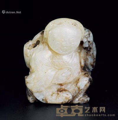 清 白玉刘海戏金蟾 高4.6cm;宽4.3cm;厚2.1cm