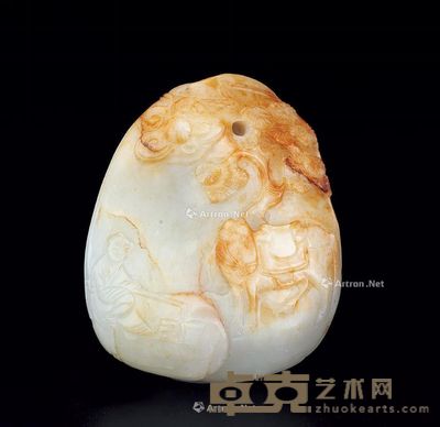 清 白玉秋郊饮马坠 长5.2cm;宽4.2cm;厚2.1cm
