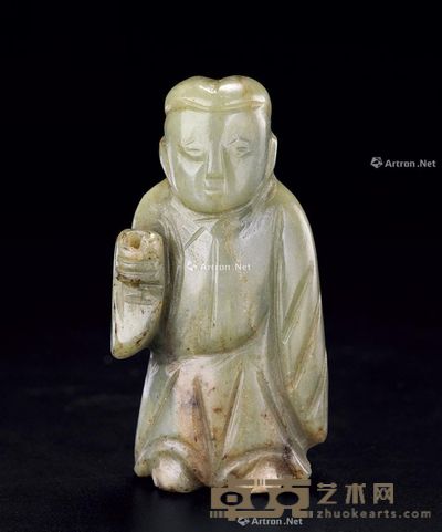 辽金 青玉立人 高6.6cm；宽3.4cm；厚2.5cm